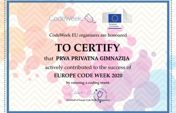 Radionica Virtualna robotika u sklopu Europskog tjedna kodiranja PPG prva privatna gimnazija zagreb