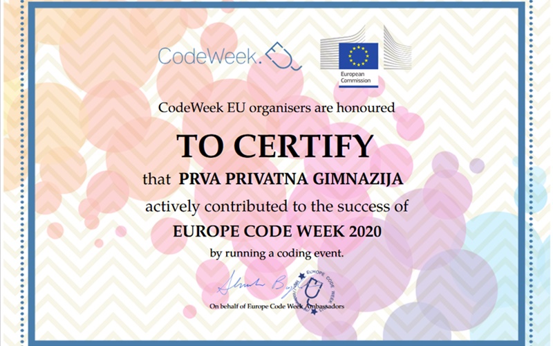 Radionica Virtualna robotika u sklopu Europskog tjedna kodiranja PPG prva privatna gimnazija zagreb