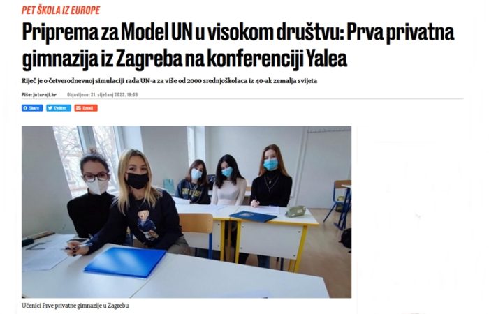 Mediji pišu o našem debatiranju na Sveučilištu Yale PPG prva privatna gimnazija zagreb